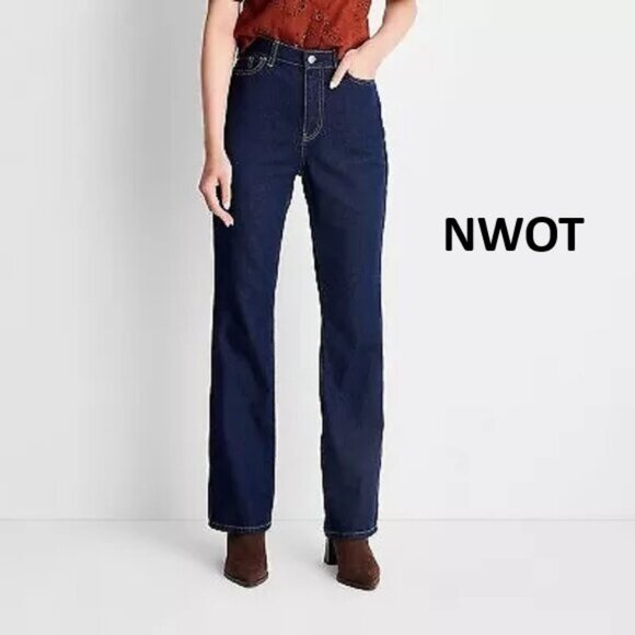 Future Collective Women's High-Rise Flare Denim Pants in Dark Wash NWOT - Picture 1 of 2